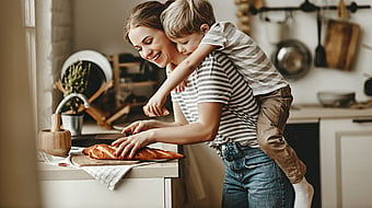 Bread cutting family time