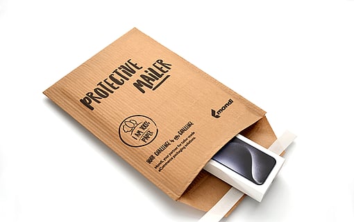 phone packed into a protective mailer
